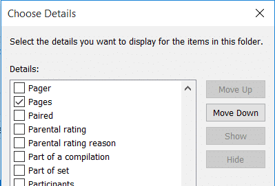 windows select page count details