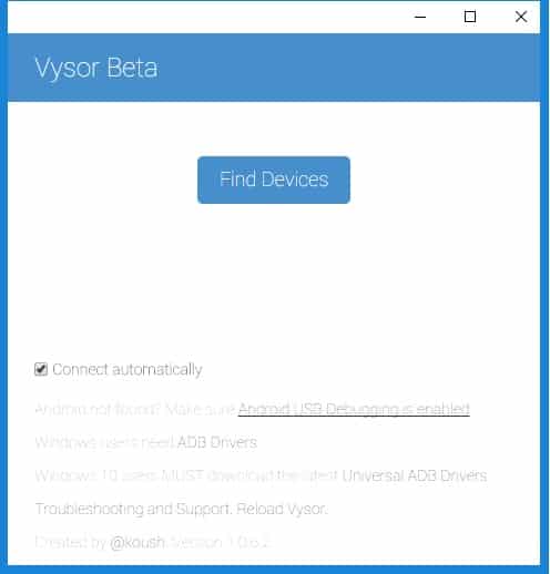 find devices in vysor
