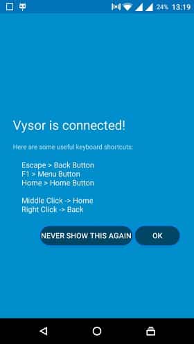 vysor device connection request