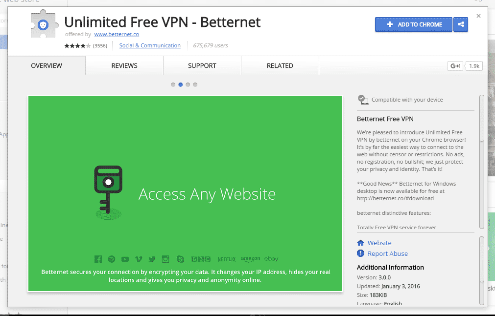 betternet chrome extension