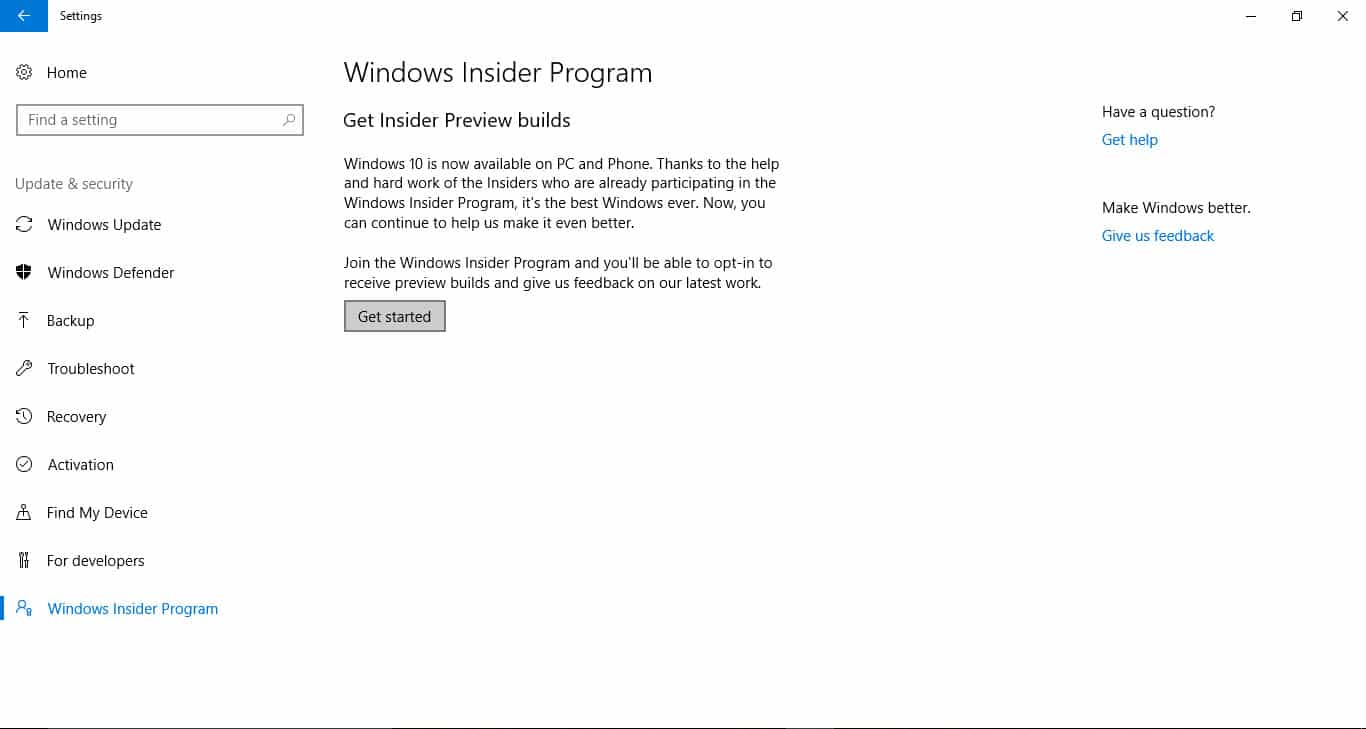 Windows Insider Preview builds