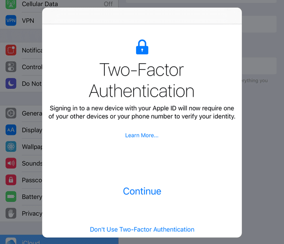 ios two-factor authentication