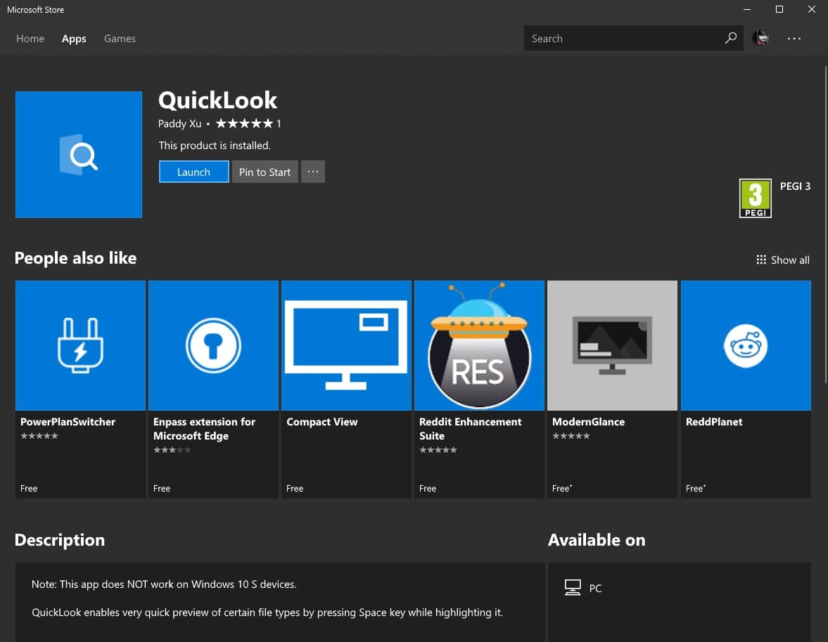 quicklook download page