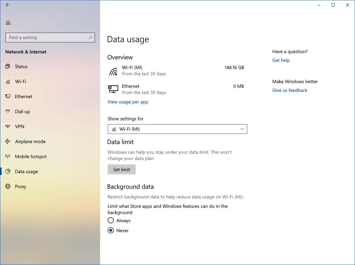 How To Set Data Usage Limit In Windows 10