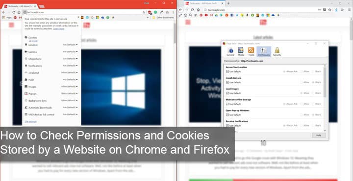 Check Permissions and Cookies Stored by Websites