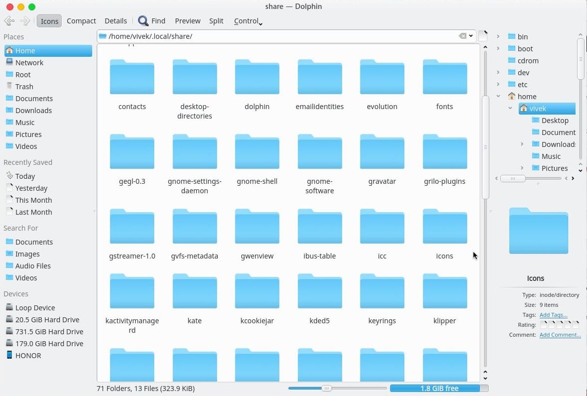 .icons folder on linux