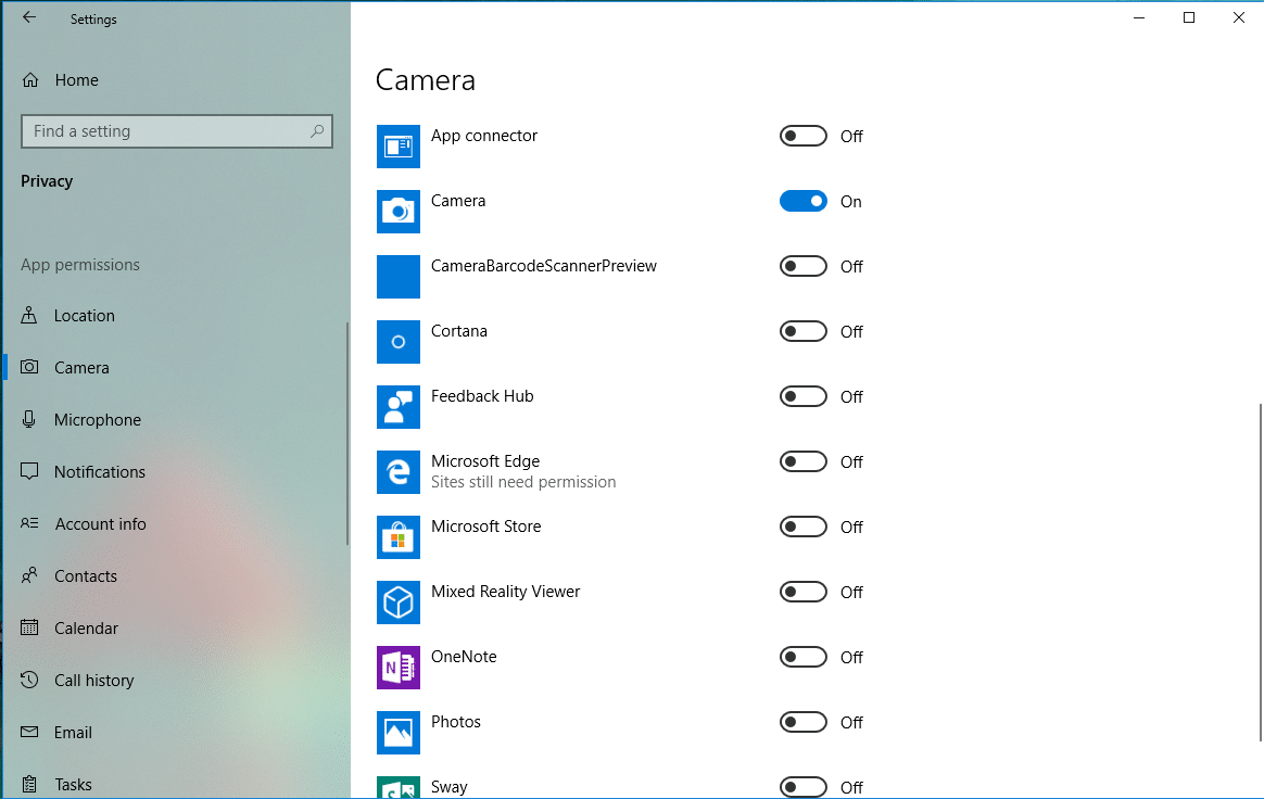 App Permissions on Windows 10