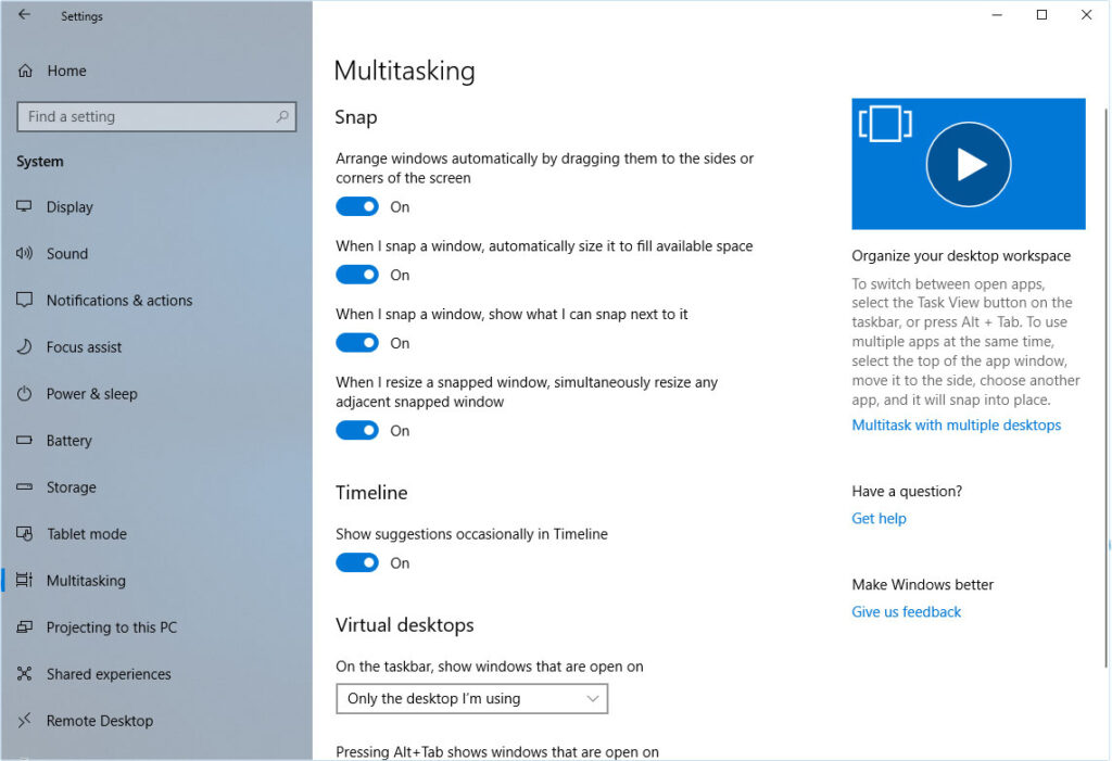 multitasking in windows 10