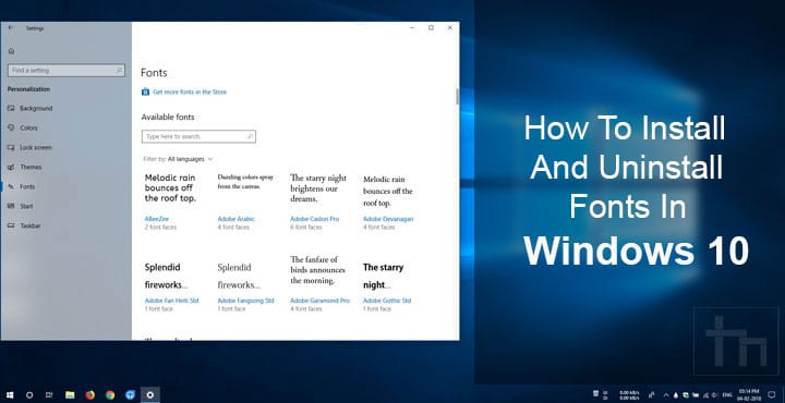 Install and Uninstall Fonts in Windows 10
