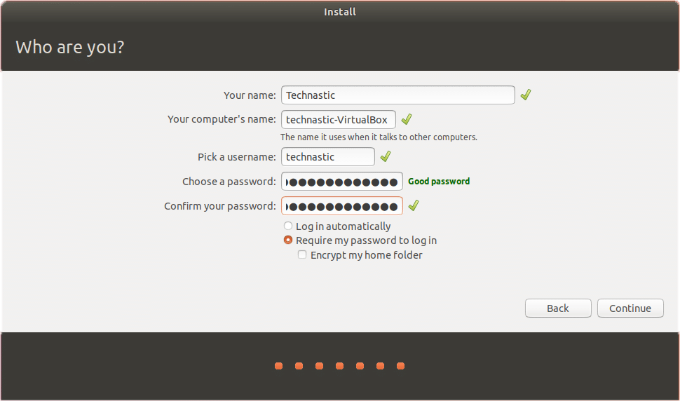 ubuntu username and password
