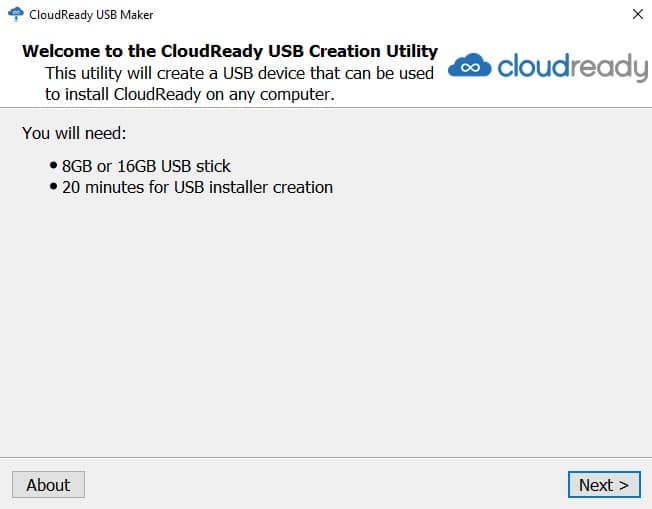 cloudready usb creation utility