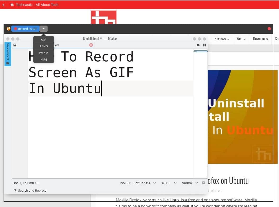 How To Record Screen As GIF In Ubuntu