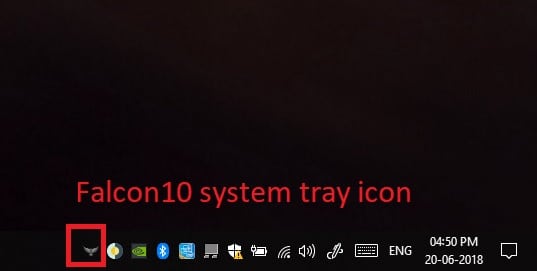 falcon 10 center taskbar icons