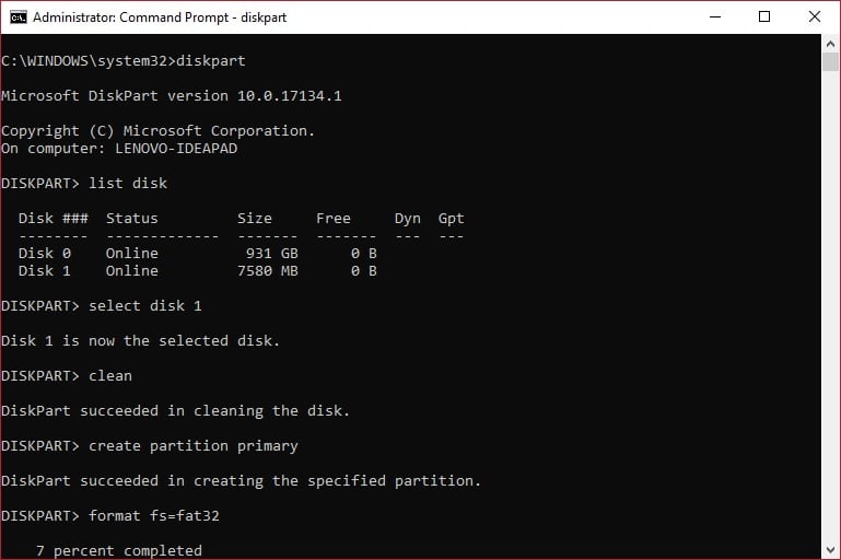 format usb windows command line