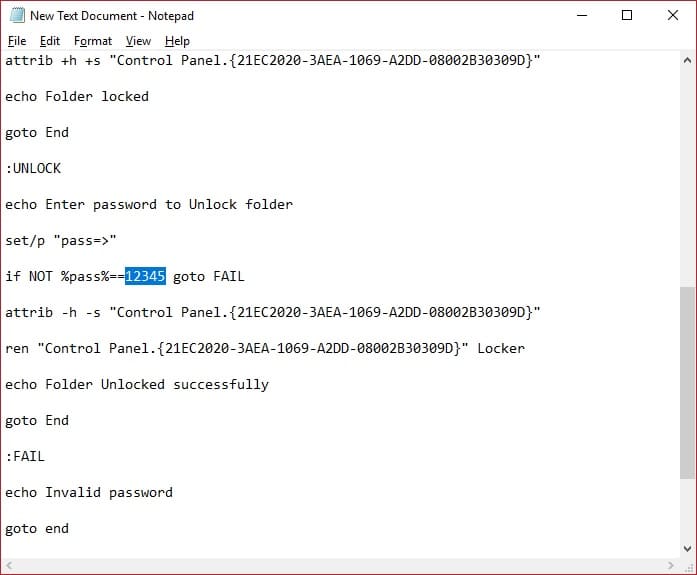 set folder lock password