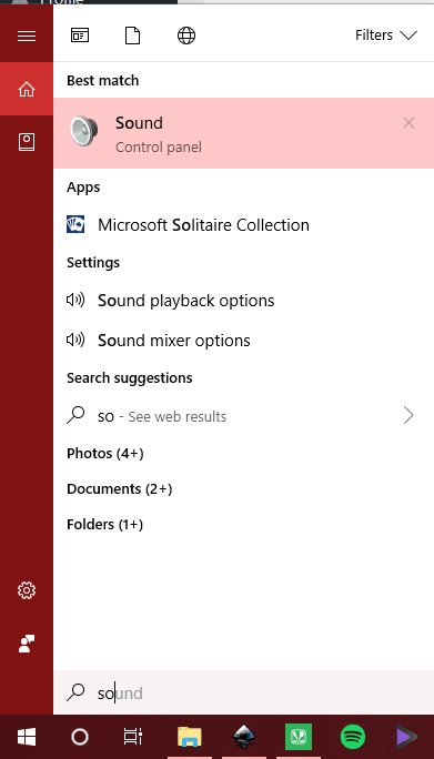 professional sound control windows 10