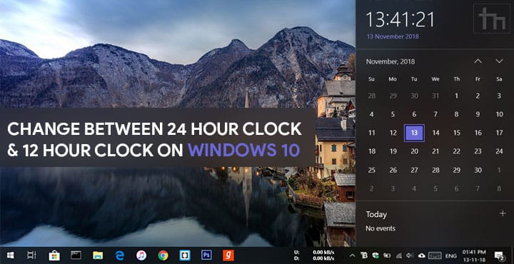 change windows clock to military time