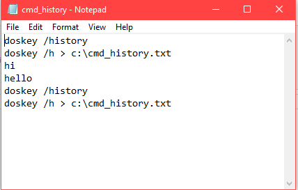 command history list on notepad