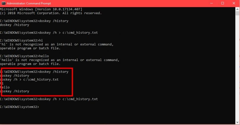 Use Windows Command Prompt History on Windows 10 - Technastic