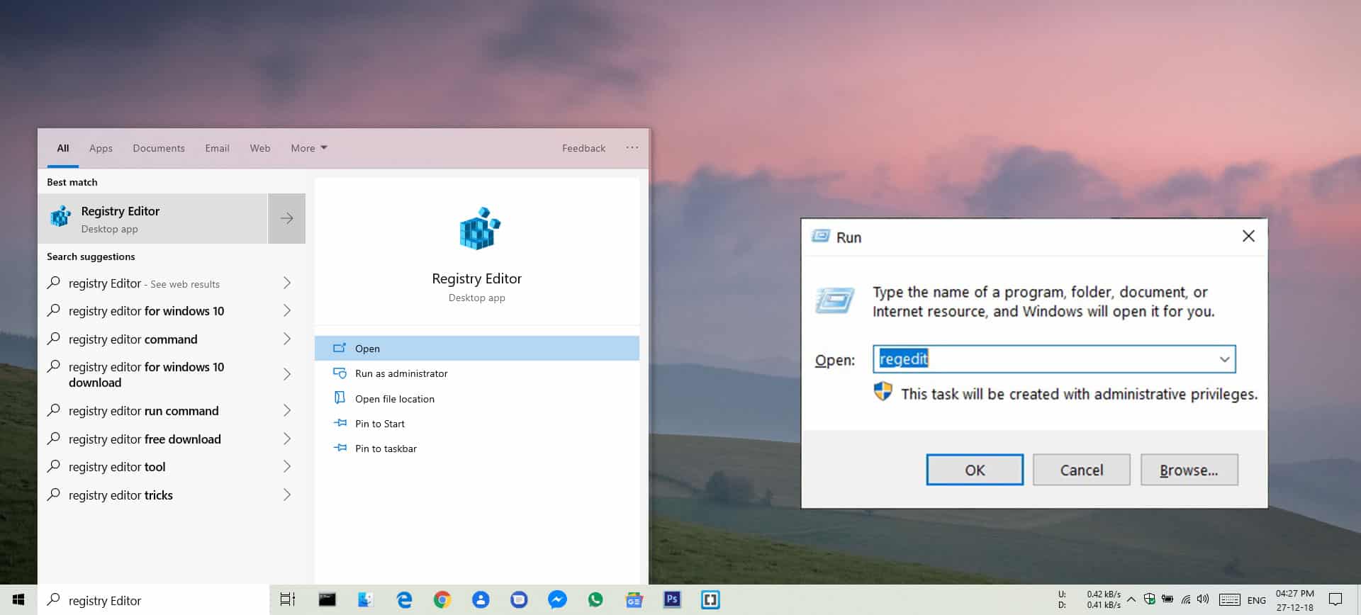 registry editor windows 10
