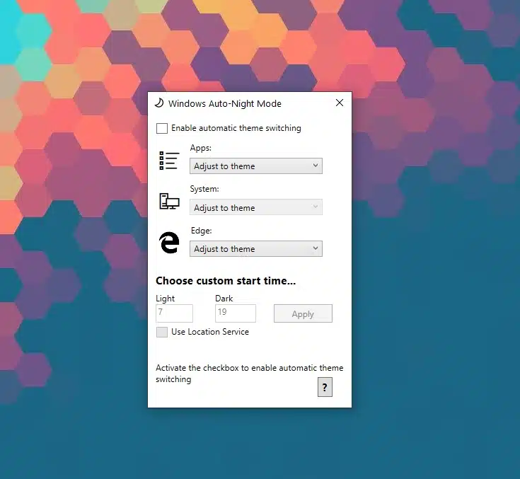 Windows 10 AutoNight Mode Switch Between Dark & Light Themes