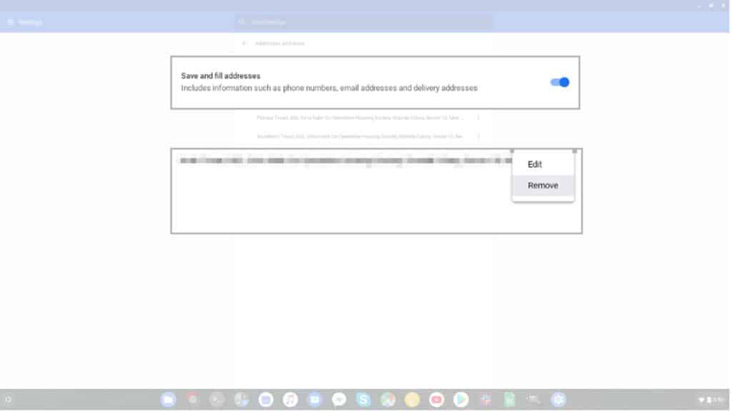 chrome addresses payment settings