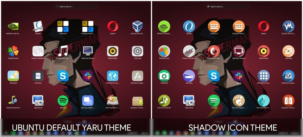 Ubuntu Yaru vs Shadow Icon theme