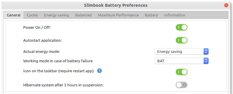 Slimbook Battery Preferences