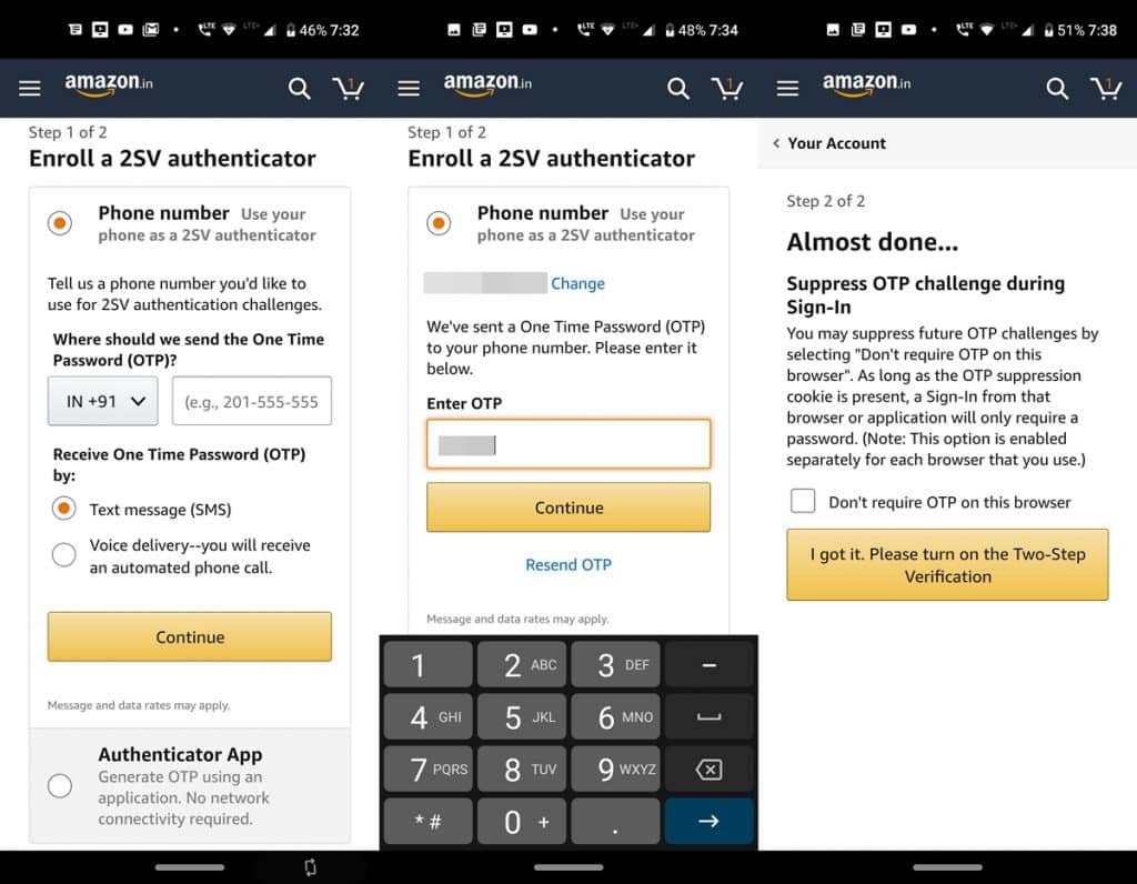 how to disable amazon 2 step verification