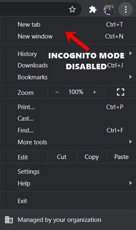 incognito mode disabled