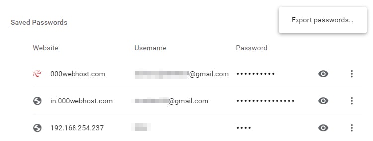 how to export my google chrome passwords