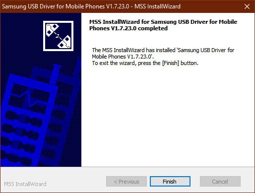 usb driver installation finished