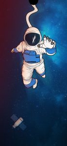 astronaut wallpaper middle punch hole wallpaper