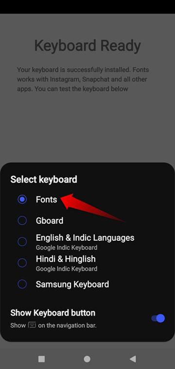 select fonts keyboard
