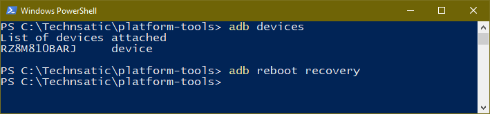 adb reboot recovery command