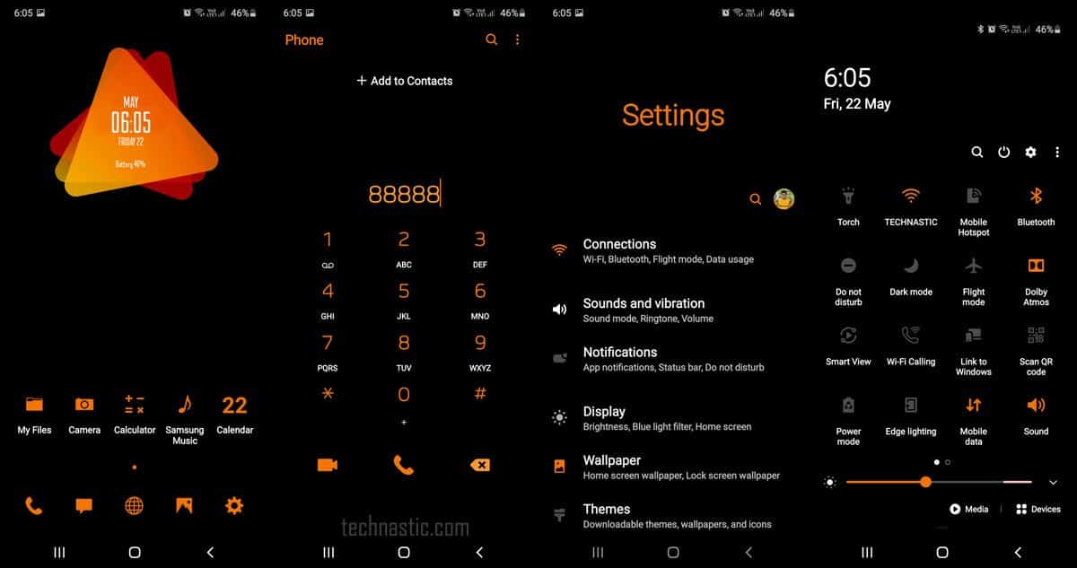 orange burst samsung dark theme