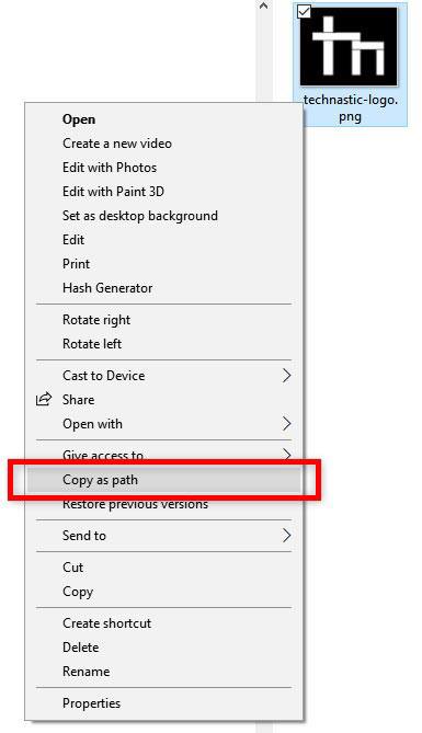 copy file path windows 10