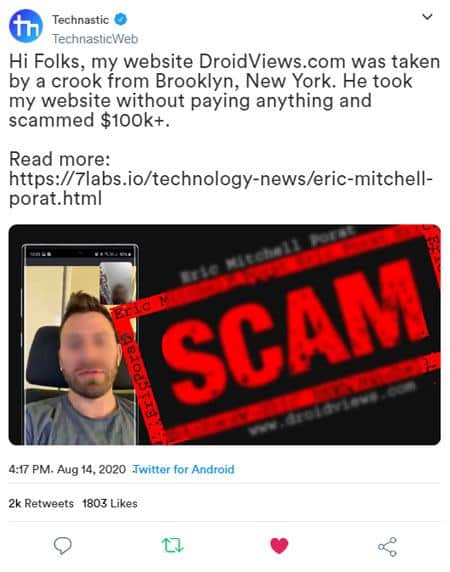 eric-mitchell-porat fake tweet screenshot