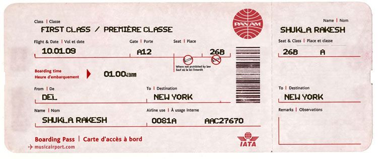 fake air ticket delhi to new york