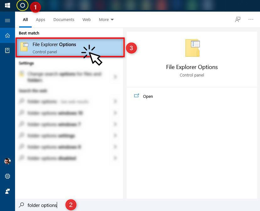 file explorer options windows 10