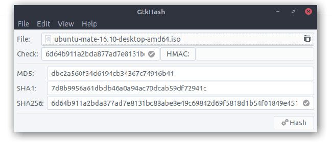 GtkHash checker tool Ubuntu