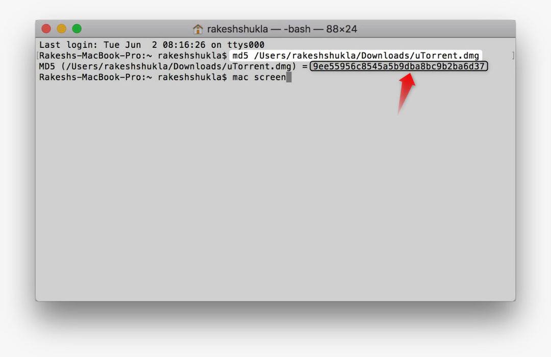 md5 checksum for mac