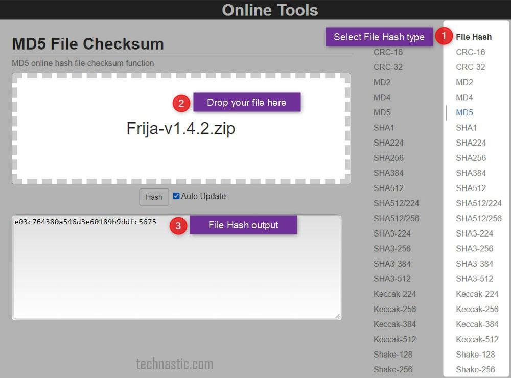 online tools file hash checker