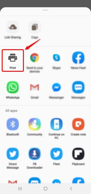 print webpage chrome android