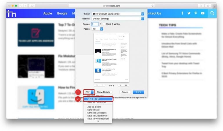 how to save a webpage as a pdf on mac