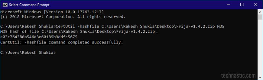 windows 10 certutil -hashfile command