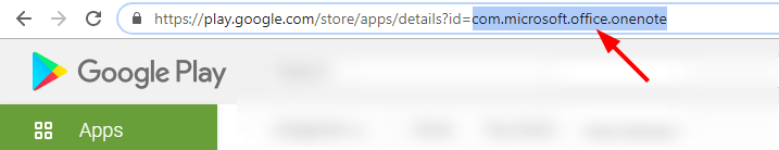 app package name in play store url