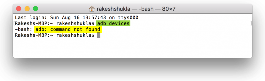 Command not found mac os что делать