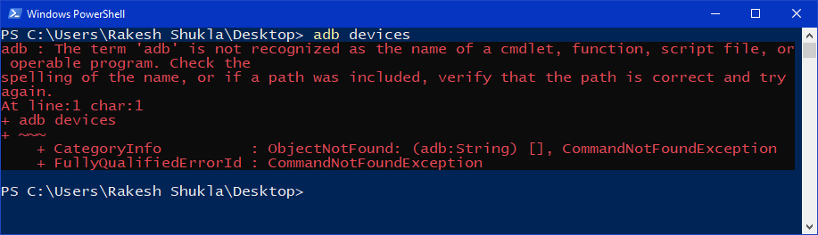 adb is not recognized error