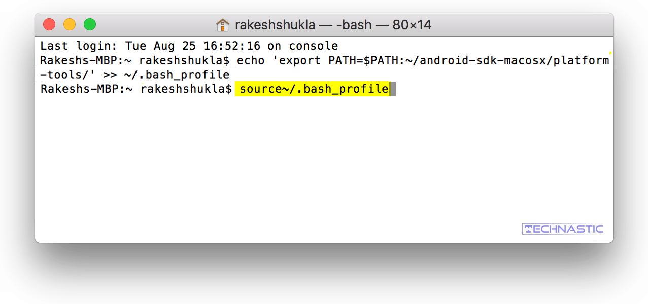 reload adb path variable bash profile mac